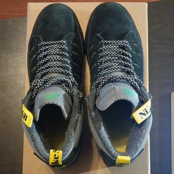 Nike SB Zoom Blazer Mid PRM Acclimate Cool Grey Yellow Strike Mens 9.5 Womens 11 - Picture 6 of 9